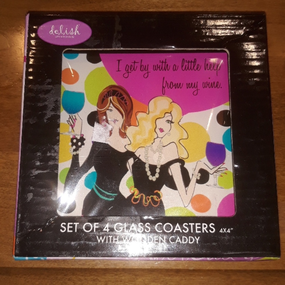 NWT BNIB SET OF 4 GLASS COASTERS
